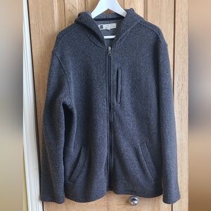 MEC Men's Dark Gray Full-Zip Hooded Sweater